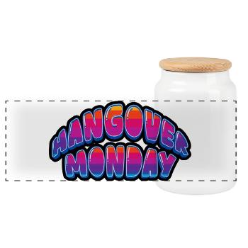 Lustiges Hangover Monday Weekend ist vorbei mit dem Design - Panorama Keksdose mit Holzdeckel - Weiß - Vorne