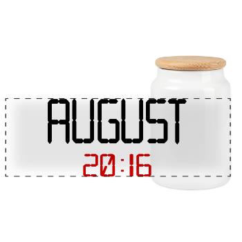 10. Geburtstag, August 2016 - Panorama Keksdose mit Holzdeckel - Weiß - Vorne