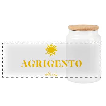 Logo von Agrigento Suncrest Sizilien - Panorama Keksdose mit Holzdeckel - Weiß - Vorne