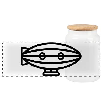 Airship - Panoramic Cookie Jar with Wooden Lid - white - Front