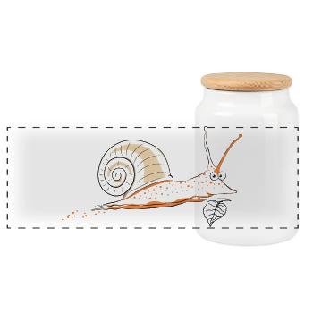 Schnecke  - Panorama Keksdose mit Holzdeckel - Weiß - Vorne