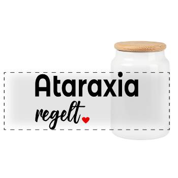 Unerschuetterlichkeit_Ataraxia_Gelassenheit - Panoramic Cookie Jar with Wooden Lid - white - Front