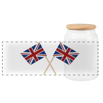Flagge Großbritanniens - Panorama Keksdose mit Holzdeckel - Weiß - Vorne