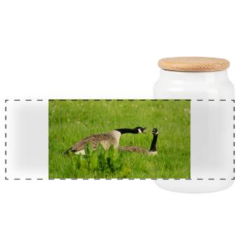 Gans - Panorama Keksdose mit Holzdeckel - Weiß - Vorne