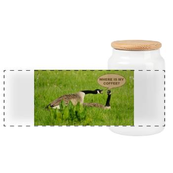 Gans - Wo ist mein Kaffee? - Panorama Keksdose mit Holzdeckel - Weiß - Vorne