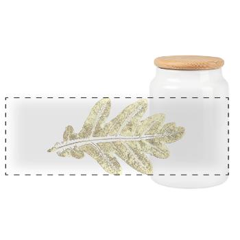 Eichenblatt / Blatt Eiche - Botanisch - Panorama Keksdose mit Holzdeckel - Weiß - Vorne