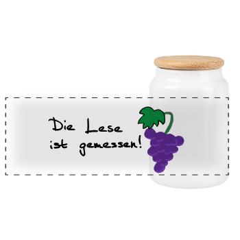 Die Lese ist gemessen! - Panorama Keksdose mit Holzdeckel - Weiß - Vorne