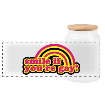 smile if you're gay - Boîte à biscuits avec couvercle en bois - blanc - Devant