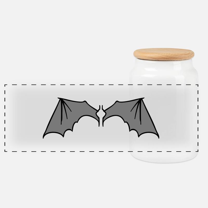 batwings_grey - Panorama Keksdose mit Holzdeckel - Weiß