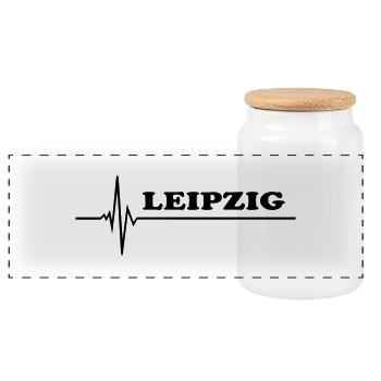 Leipzig - Panorama Keksdose mit Holzdeckel - Weiß - Vorne