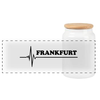 Frankfurt - Panorama Keksdose mit Holzdeckel - Weiß - Vorne