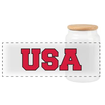 USA - Panorama Keksdose mit Holzdeckel - Weiß - Vorne