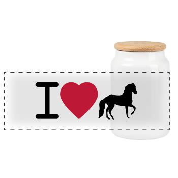 I Love Horses - Panoramic Cookie Jar with Wooden Lid - white - Front