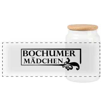 Bochum girl - Panoramic Cookie Jar with Wooden Lid - white - Front