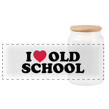 I love old school - Boîte à biscuits avec couvercle en bois - blanc - Devant
