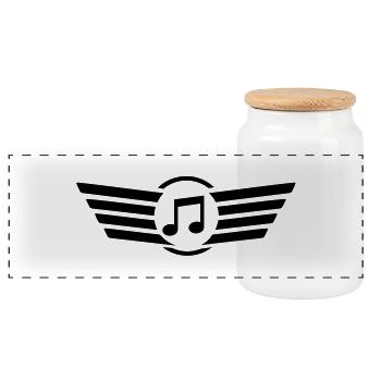 sound__logo__f1 - Boîte à biscuits avec couvercle en bois - blanc - Devant