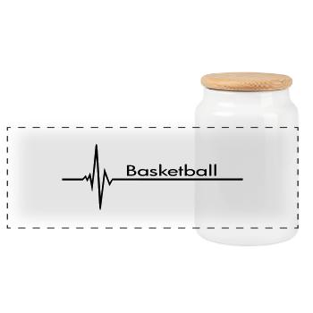 Basketball - Boîte à biscuits avec couvercle en bois - blanc - Devant