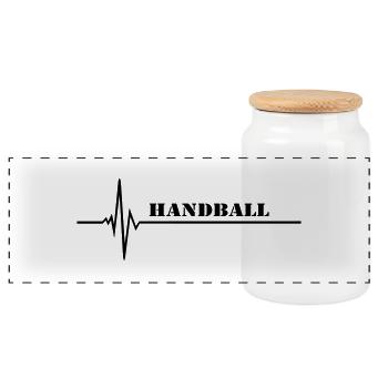 Handball - Panorama Keksdose mit Holzdeckel - Weiß - Vorne
