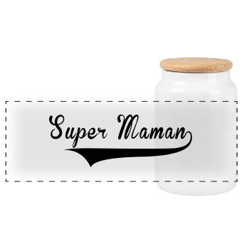 Super Maman - Panoramic Cookie Jar with Wooden Lid - white - Front
