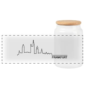 Skyline Frankfurt - Panorama Keksdose mit Holzdeckel - Weiß - Vorne