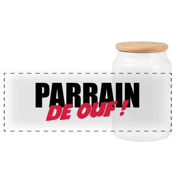 Parrain de ouf ! - Boîte à biscuits avec couvercle en bois - blanc - Devant