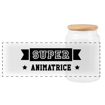 Animateur / Animatrice / Animation / Vacances - Boîte à biscuits avec couvercle en bois - blanc - Devant