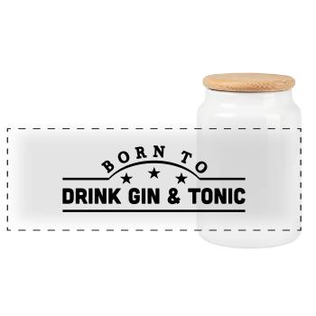 born to drink gin tonic banner - Panoramic Cookie Jar with Wooden Lid - white - Front