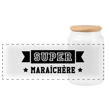 Jardinier / Maraîcher / Maraichère / Paysan - Boîte à biscuits avec couvercle en bois - blanc - Devant