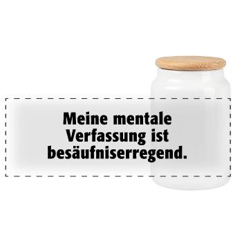 mentale Verfassung Stimmung Gemütszustand Alkohol - Panorama Keksdose mit Holzdeckel - Weiß - Vorne