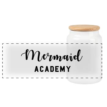 Mermaid Academy - Boîte à biscuits avec couvercle en bois - blanc - Devant