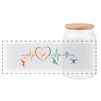 Battement de cœur rétro cerceau aérien - cadeau - Boîte à biscuits avec couvercle en bois - blanc - Devant