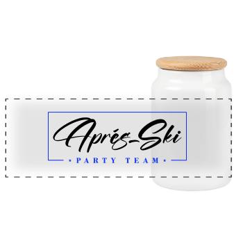 Après Ski Party Team - Panoramic Cookie Jar with Wooden Lid - white - Front