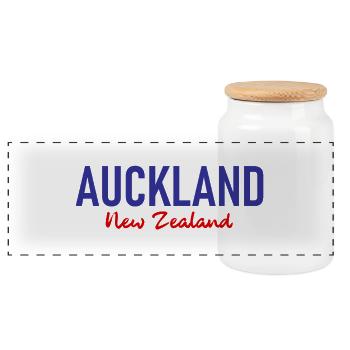 Auckland - Nouvelle-Zélande - Aotearoa - Maori - Kiwi - Boîte à biscuits avec couvercle en bois - blanc - Devant