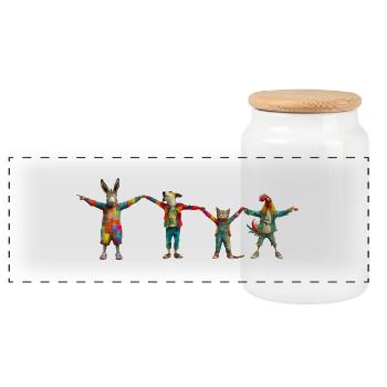 « Équipe » des musiciens de la ville - Boîte à biscuits avec couvercle en bois - blanc - Devant
