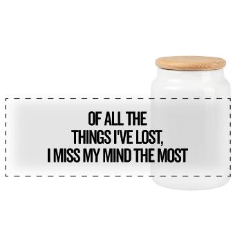Mon me manque le plus - Boîte à biscuits avec couvercle en bois - blanc - Devant