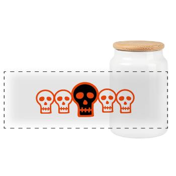 Têtes de Mort - Boîte à biscuits avec couvercle en bois - blanc - Devant