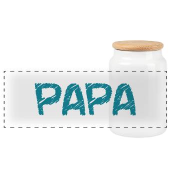CHRISTMAS. YEAR. ANNIVERSARY. RETIREMENT. DAD. MAMAM. - Panoramic Cookie Jar with Wooden Lid - white - Front