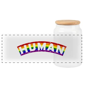 Human Pride Flag Design - Panoramic Cookie Jar with Wooden Lid - white - Front