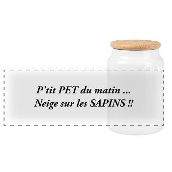 P'tit pet du matin neige sur les sapins - Boîte à biscuits avec couvercle en bois - blanc - Devant