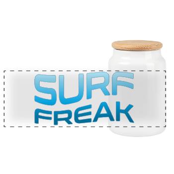 Style des vagues bleues Surf Freak - Boîte à biscuits avec couvercle en bois - blanc - Devant