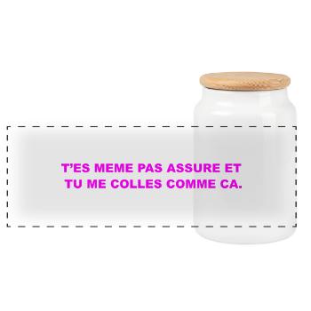 T’es Même Pas Assuré - Boîte à biscuits avec couvercle en bois - blanc - Devant