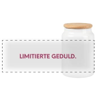 Limitierte Geduld / Lustiges T-Shirt für jeden Tag - Panorama Keksdose mit Holzdeckel - Weiß - Vorne
