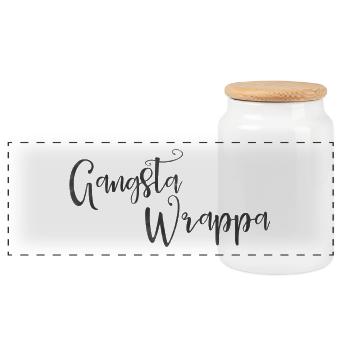 Lustiger HipHop für Weihnachten Gangsta Wrappa - Panorama Keksdose mit Holzdeckel - Weiß - Vorne