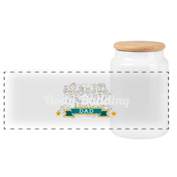 Body Building Dad Vater Shirt Geschenk Idee - Panorama Keksdose mit Holzdeckel - Weiß - Vorne