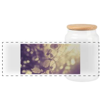 Branch in backlight - Panoramic Cookie Jar with Wooden Lid - white - Front