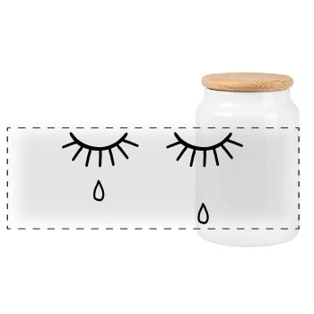 SAD - Panoramic Cookie Jar with Wooden Lid - white - Front