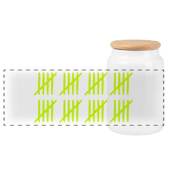 Tally list 40 years old - Panoramic Cookie Jar with Wooden Lid - white - Front