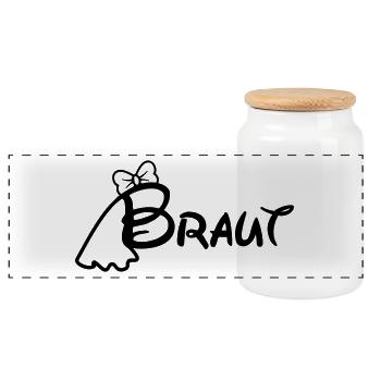 JGA Braut T-Shirt - Panorama Keksdose mit Holzdeckel - Weiß - Vorne