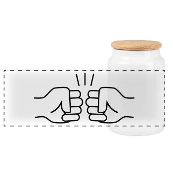 FISTBUMP - Panoramic Cookie Jar with Wooden Lid - white - Front