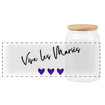 VIVE LES MARIES. EVJF. SAINT VALENTIN. JE T'AIME. - Boîte à biscuits avec couvercle en bois - blanc - Devant